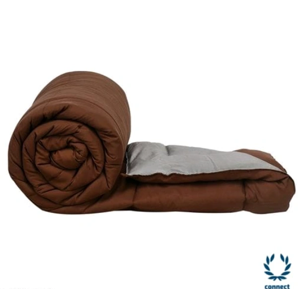 HIGH QUALITY 250 GSM Luxury Premium Microfiber Soft Reversable DOUBLE BED (90*100 INCH) All Season Comforter_Blanket/RAJAI/Quilt(Golden Yellow & Gray) - Free Size, Brown/Light Grey, Microfabric, Pack of1